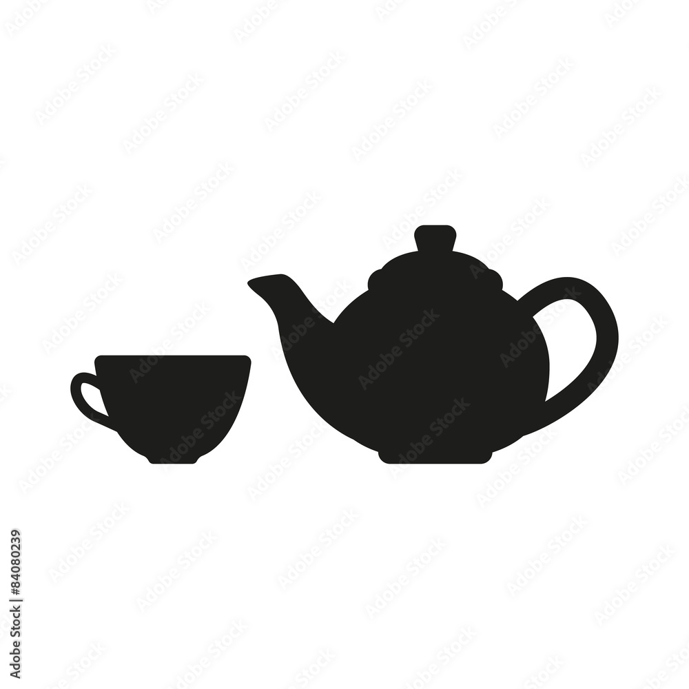 The teapot and cup icon. Tea symbol. Flat The teapot and cup icon. Tea symbol. Flat