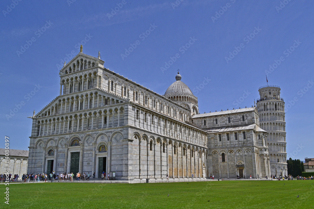 Pisa: Detalle de la fachada de la Torre Inclinada