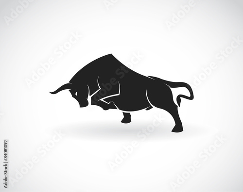 Vector of a bull on a white background. Animals.