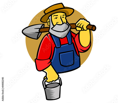 vector illustration of old farmer