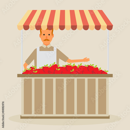 Produce shop keeper. Fruit and vegetables retail business owner