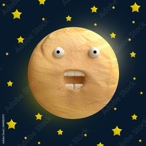 Fototapeta Naklejka Na Ścianę i Meble -  Cartoon funny planet plasticine or clay.