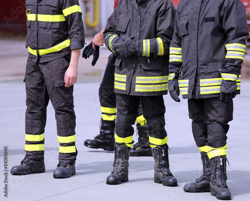 boots of italian firefighters inthe fire station