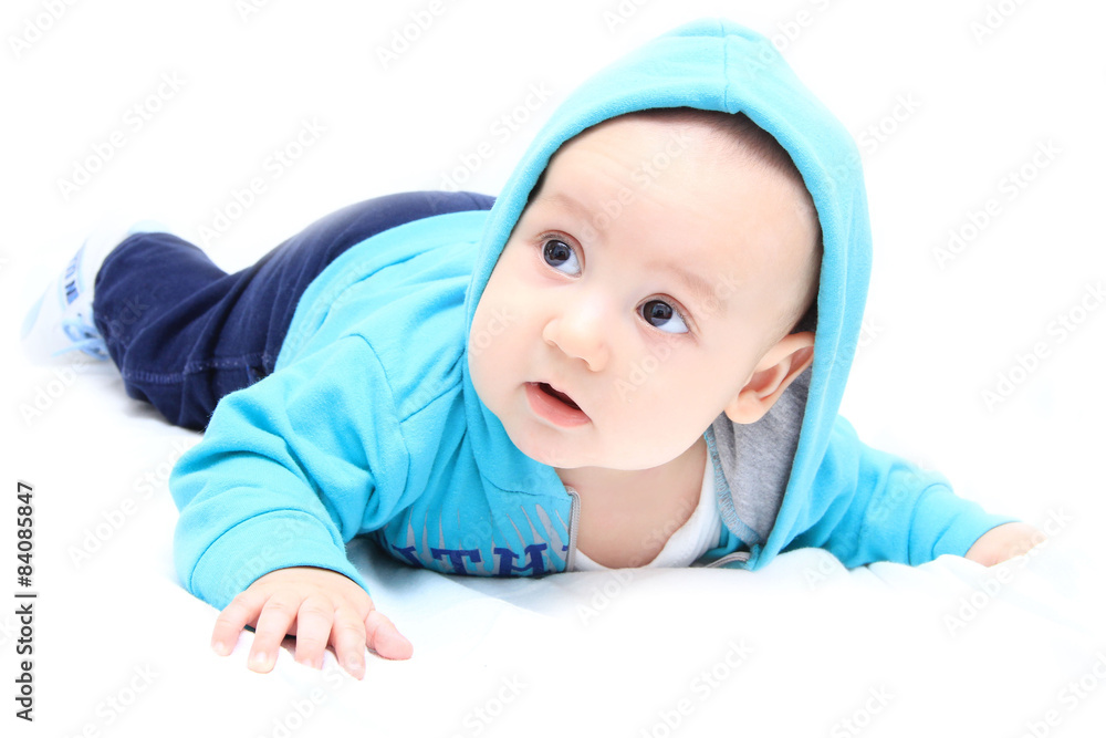 Cute baby boy on white background Cute baby boy on white background