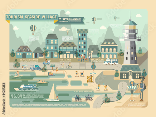 Tourism seaside village, Travel Infographic Elements