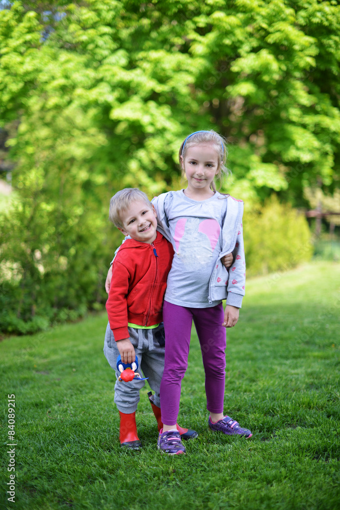 Fototapeta premium girl and her brother