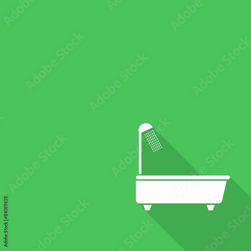 Vector bathtub and shower icon. Trendy flat design style with lo