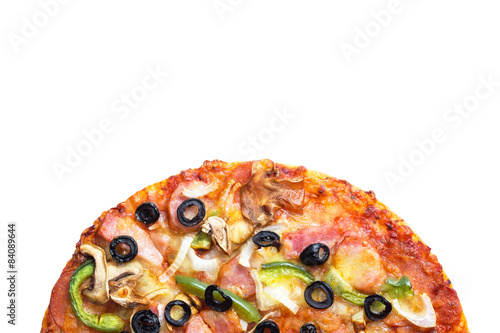 Tasty, flavorful pizza isolated on white  with clipping path