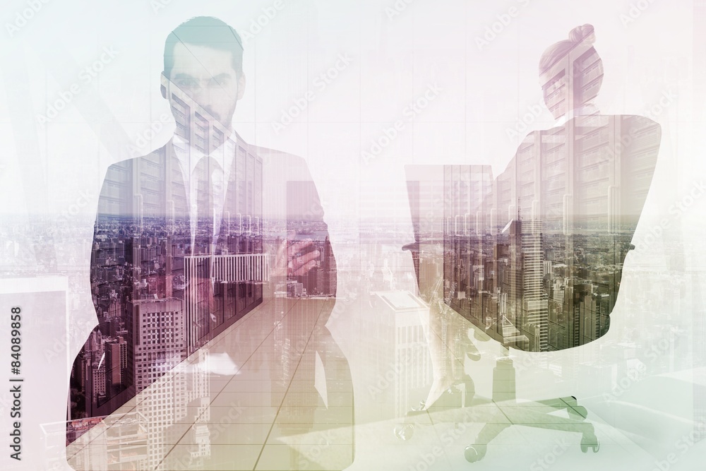 © WavebreakmediaMicro - Composite image of serious businessman sitting with arms crossed