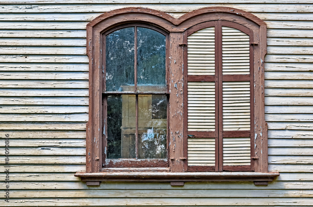 Peeling Paint on Old Curved Windows