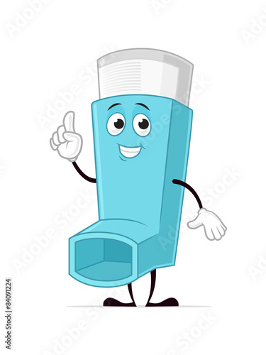 Asthma inhaler mascot vector cartoon illustration