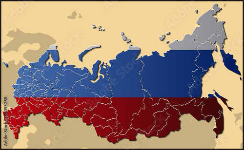 Map of Russia with Flag
