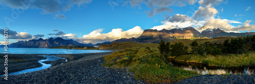 Sunrise in Patagonian Andes, big size panorama
