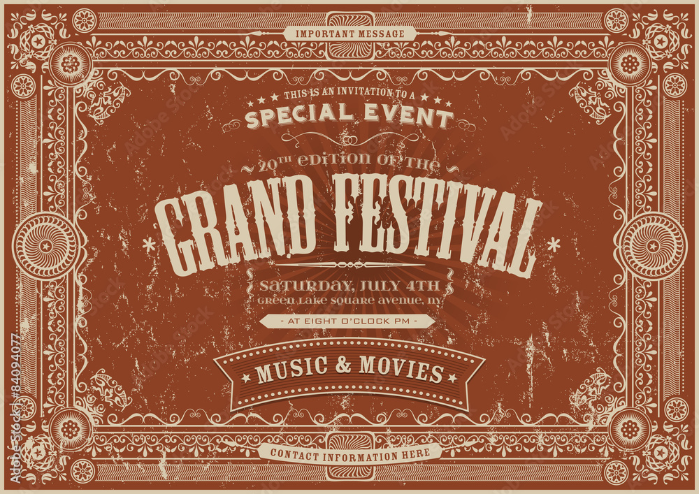 Fototapeta premium Vintage Retro Festival Poster Background