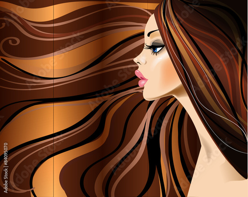 young woman with long hairs.