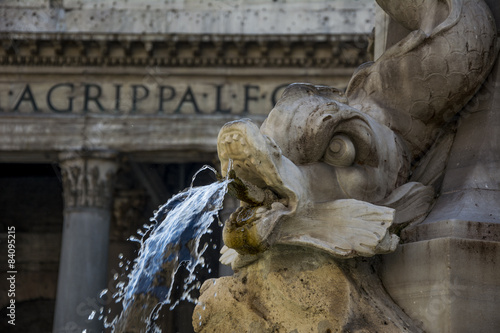 A detail of the fountains of Pantheon square in Rome - Italy