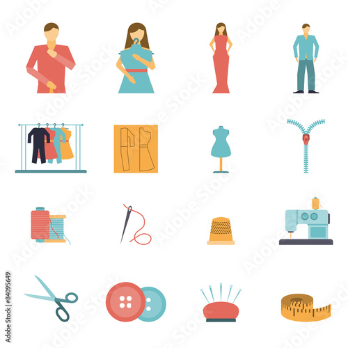 Fashion designer tools icon set