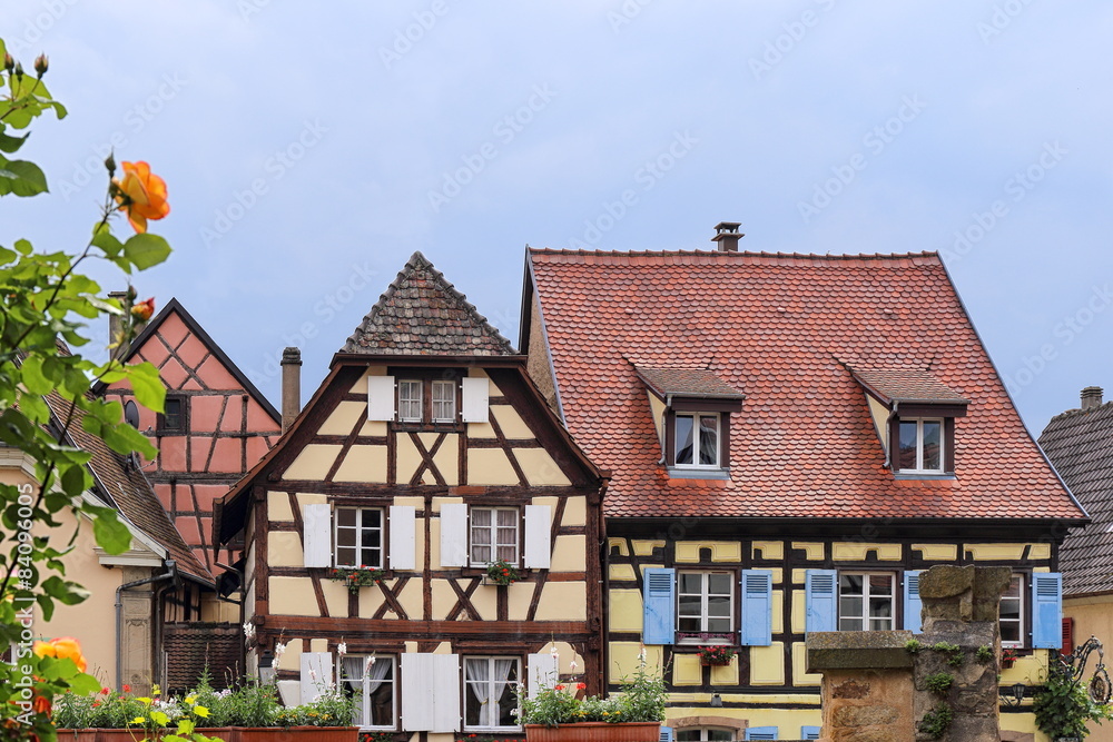 Alsace. Facades of half-timbered houses