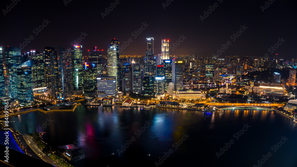 Singapore night city scape,Marina bay.