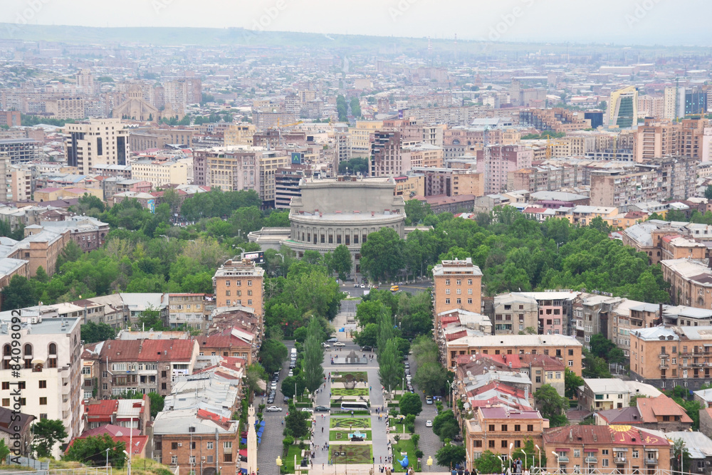 View of Yerevan city center from the top of Cascade Building, Yerevan, Armenia