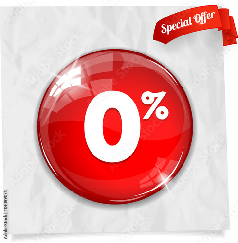 Vector red round Zero per cent button