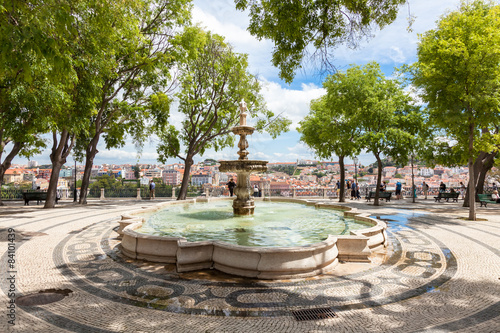 Sao Pedro de Alcantara viewpoint fountain - Miradouro in Portug
