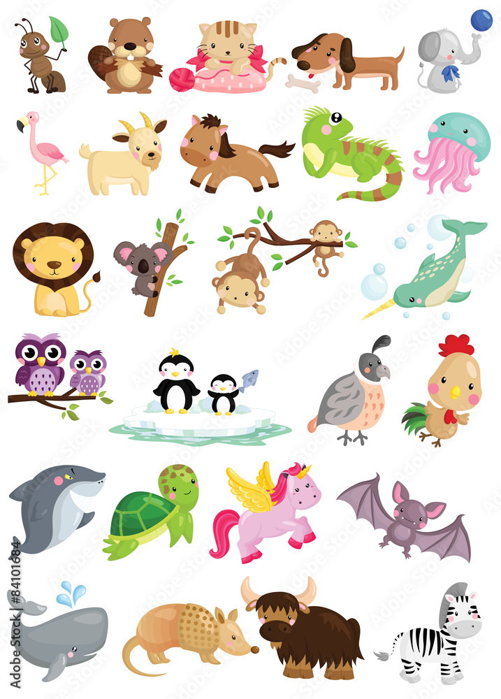 Animal alphabet Vector Set Stock Vector | Adobe Stock