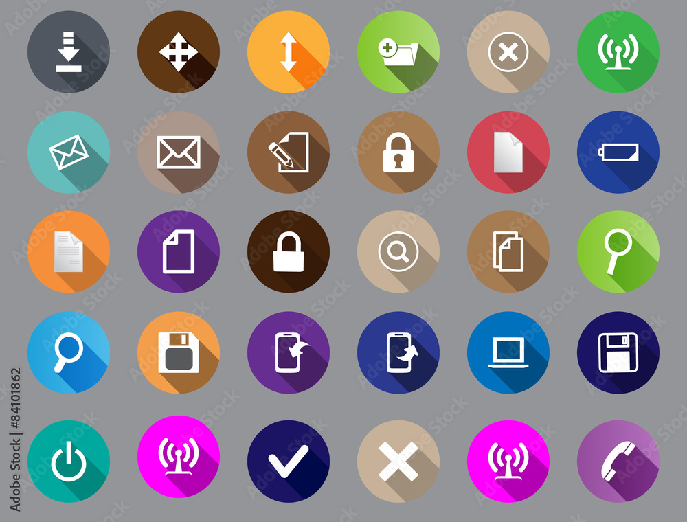 set of computer icons in a flat design set of computer icons in a flat design
