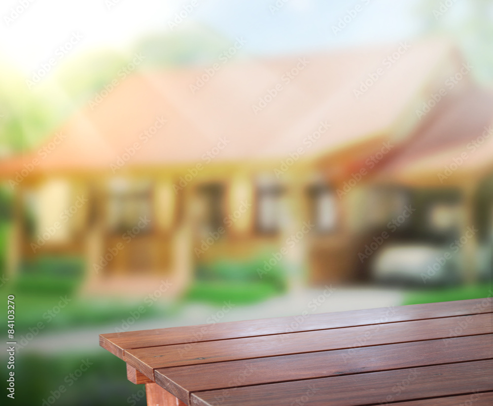 Table Top And Blur Building Background Table Top And Blur Building Background