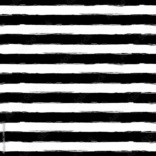 Carta da parati a righe - Carta da parati Vector watercolor stripe grunge seamless pattern. Abstract black
