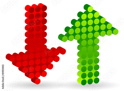 3d Dotted up and down arrows. vector.