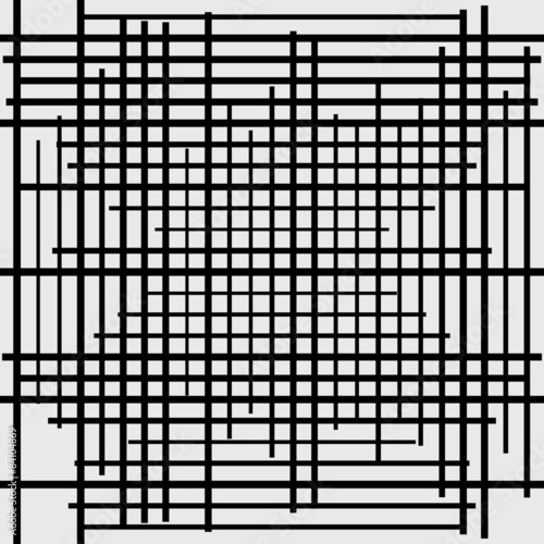 Abstract black and white art with random lines. Editable.