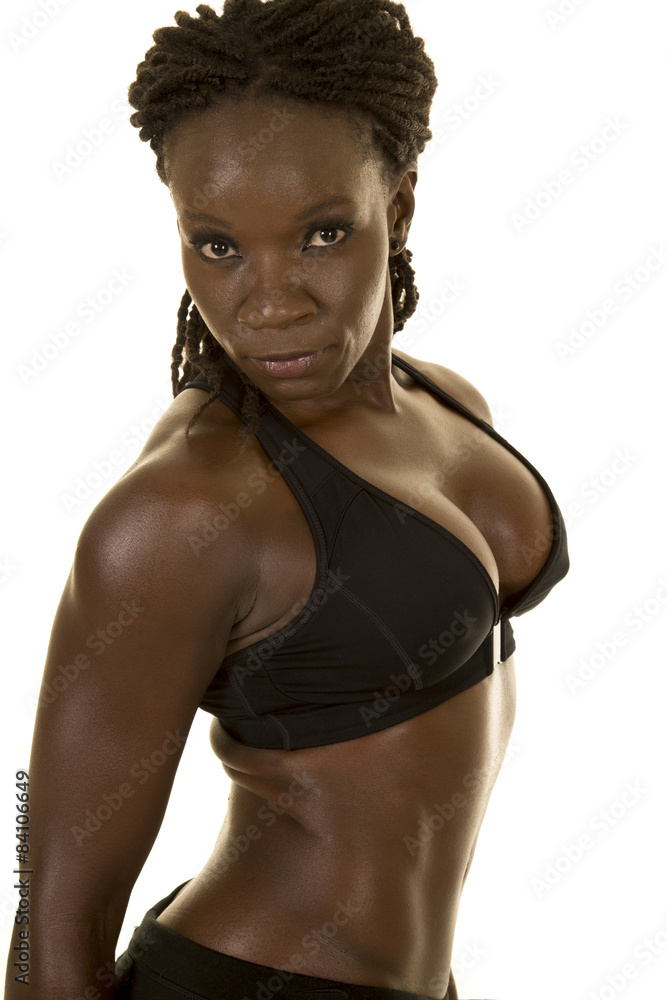 African American woman fitness black upper body side Stock Photo | Adobe  Stock