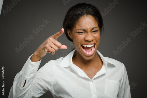 Foto Model angry scolding and pointing