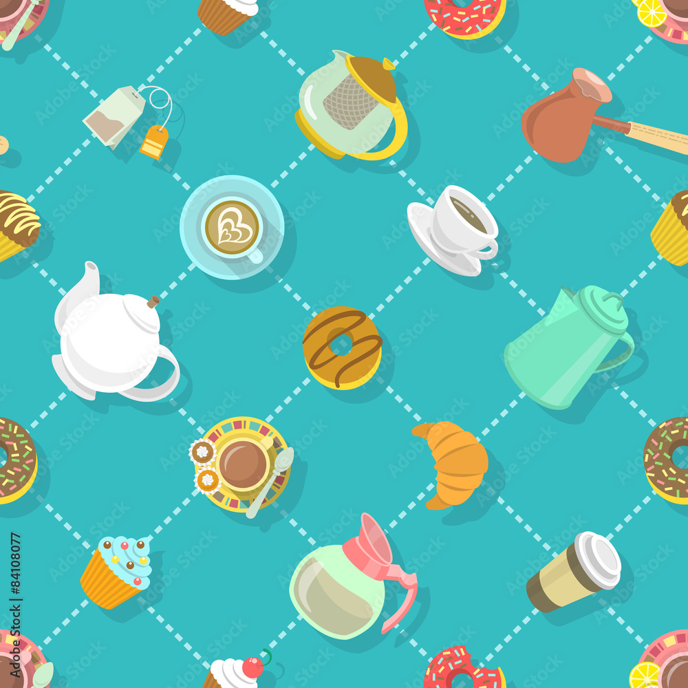 Flat City Cafe Seamless Pattern Flat City Cafe Seamless Pattern