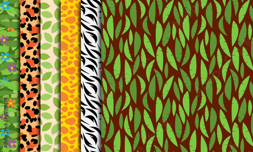 Seamless, Tileable Jungle Themed Background Patterns