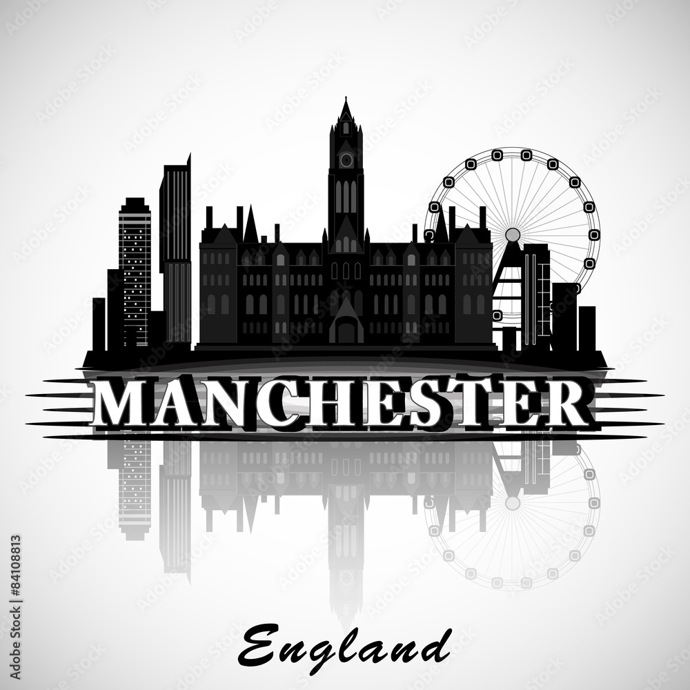 Modern Manchester City Skyline Design. England
