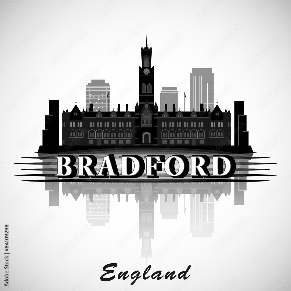 Modern Bradford City Skyline Design. England