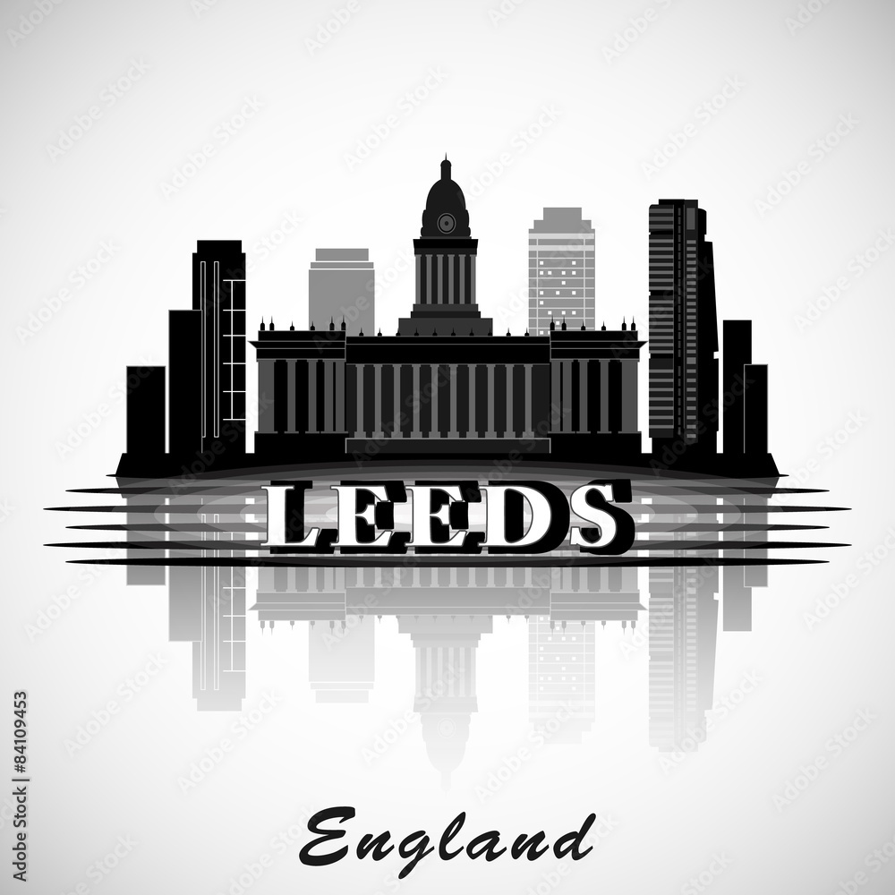 Modern Leeds City Skyline Design. England