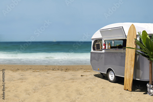 Slow food caravan on the beach