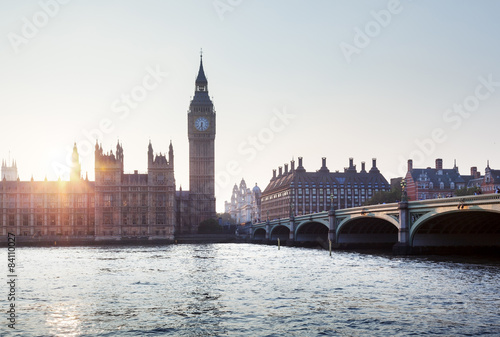 Big Ben and Westminster at sunset  London  UK
