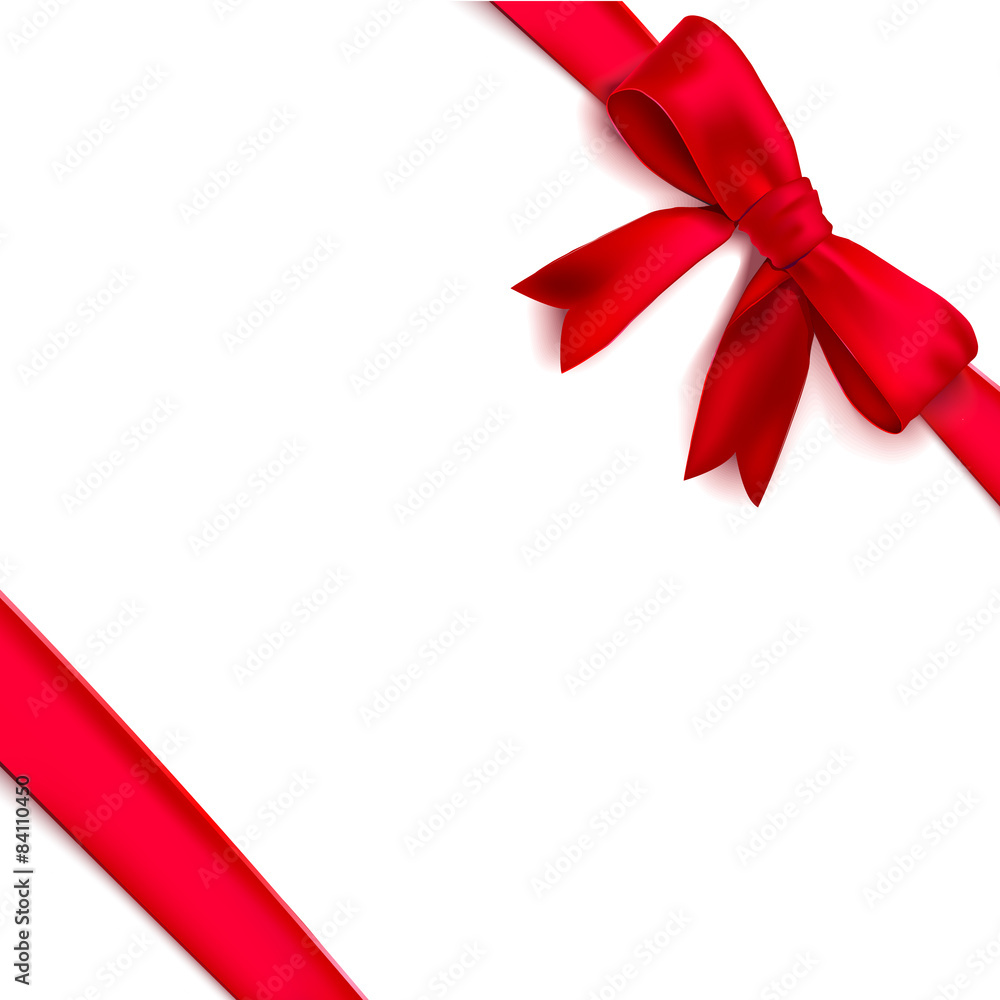 Isolated realistic tied the corners red bow and ribbon Isolated realistic tied the corners red bow and ribbon