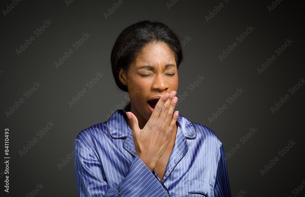 Model tired yawning Model tired yawning