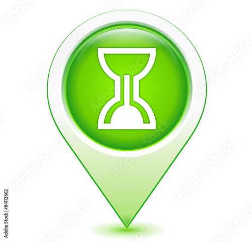 sablier sur marqueur géolocalisation vert