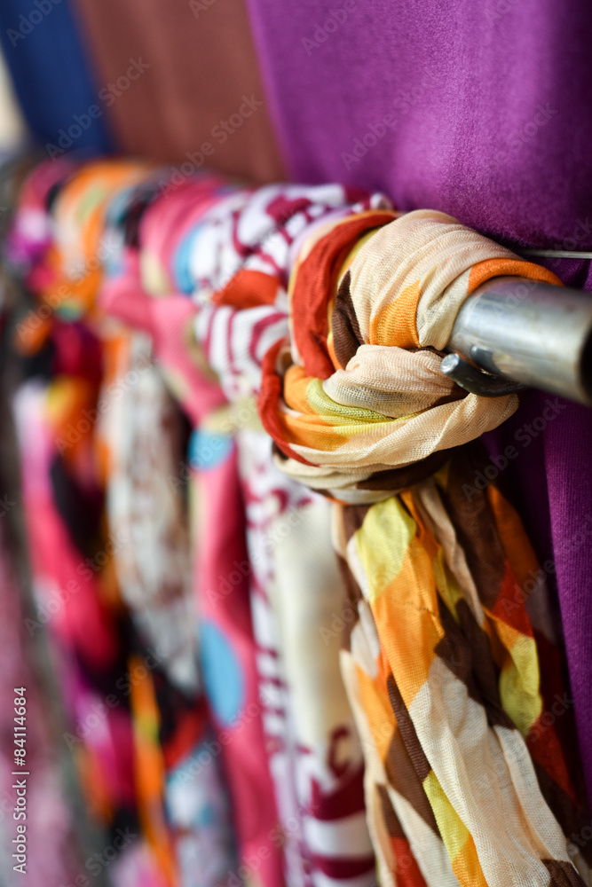 Colorful scarves at a market in Dubai