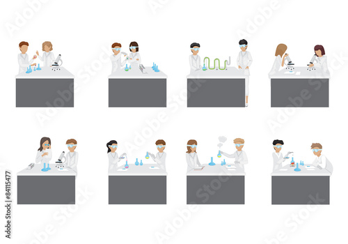 Medical Scientists - Laboratory Research, Different Situations Set - Vector Illustration, Graphic Design Editable For Your Design