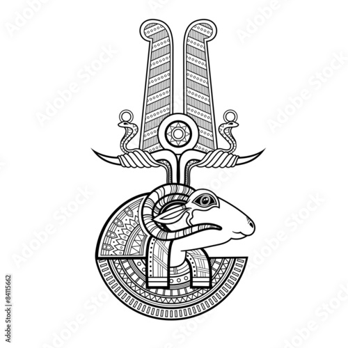 Vector God of ancient Egypt. Khnum