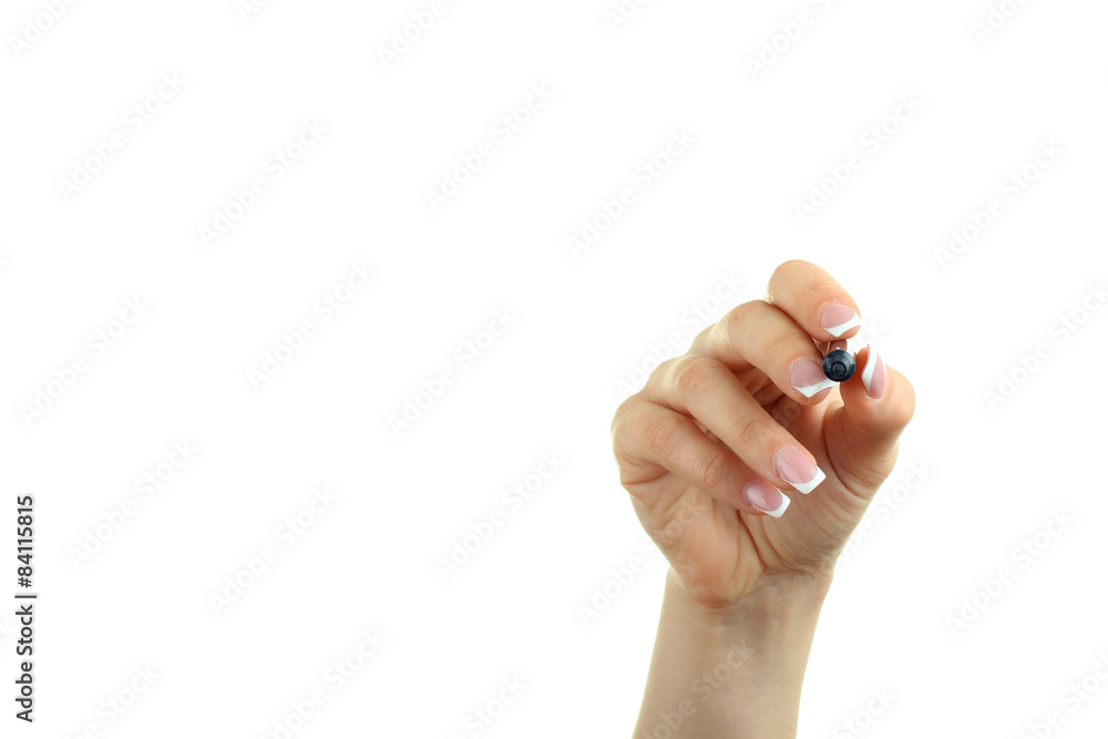 Hand holding a marker isolated on white background Hand holding a marker isolated on white background