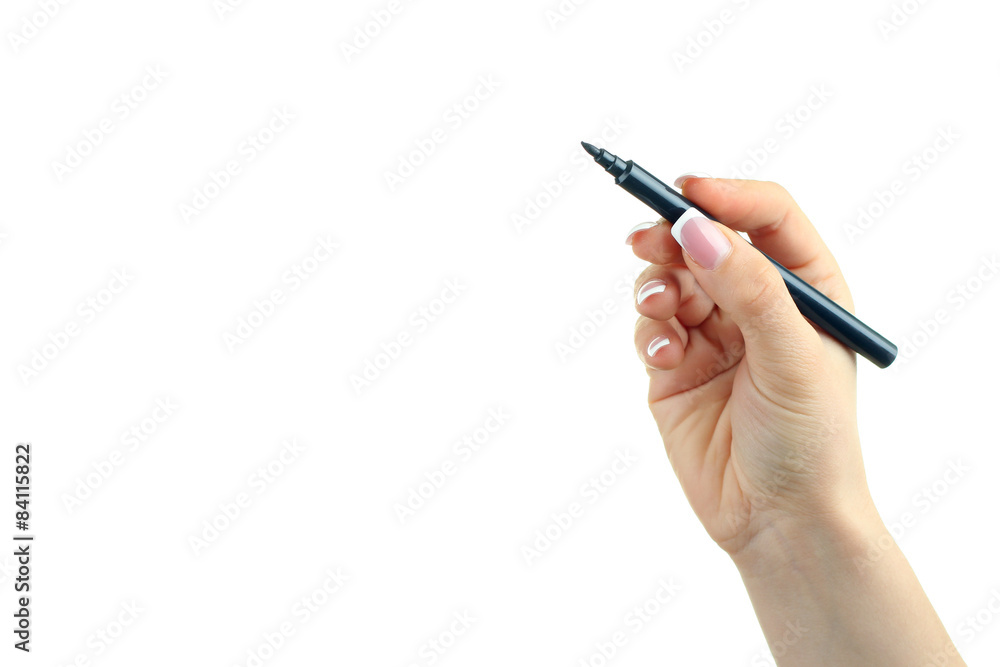 Hand holding a marker isolated on white background Hand holding a marker isolated on white background