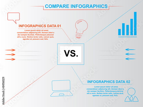 Modern blue and orange compare infographics